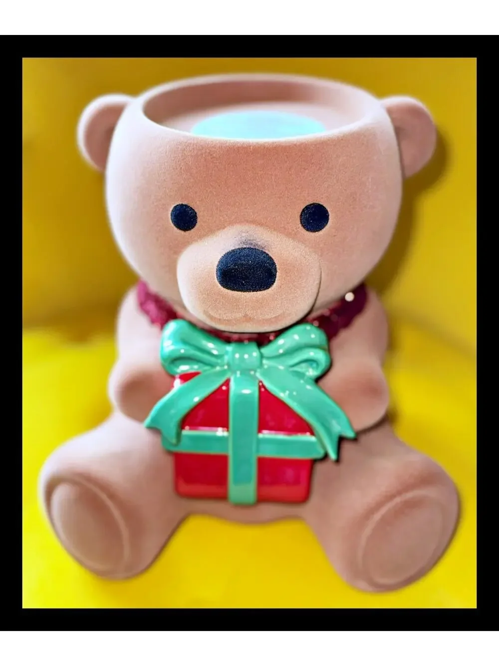 Bath & Body Works Teddy Bear with Present Box 3-Wick Candle Holder Christmas - Picture 1 of 7